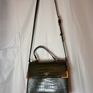 Gorgeous Dune London green faux crocodile embossed top handle bag